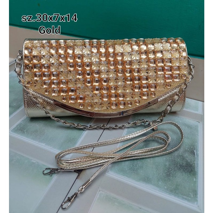 Tas Pesta Wanita Permata Behel Clutch Wanita Import