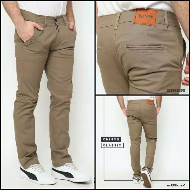 CELANA CHINO Panjang pria Slimfit KERJAHARIAN Santai Casual Formal Hitam Abu Cream Mocca Size 27-38