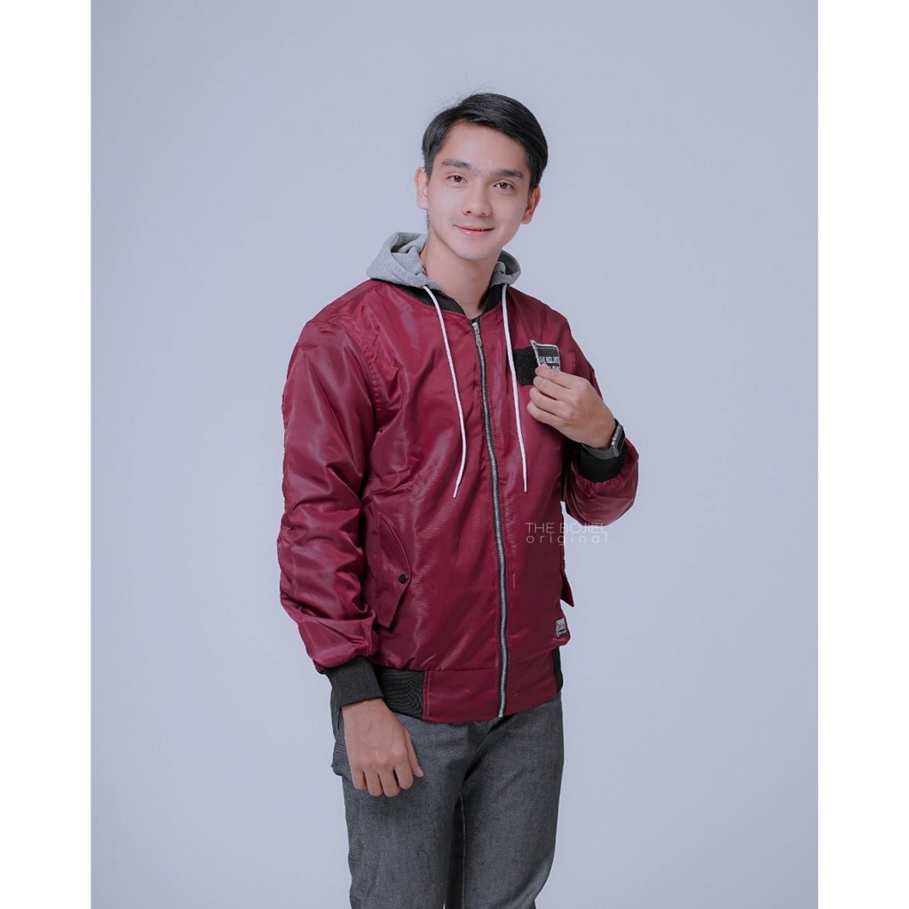 JAKET BOMBER PRIA HOODIE // JAKET POLOS PRIA BOMBER HOODIE