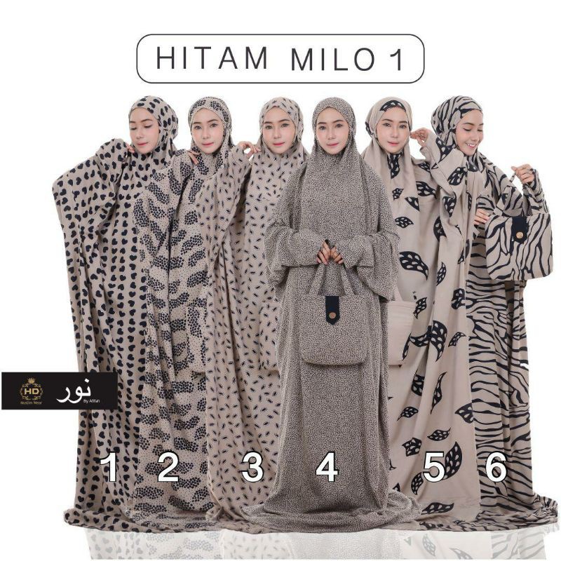 mukena Hadramaut terusan hitam milo