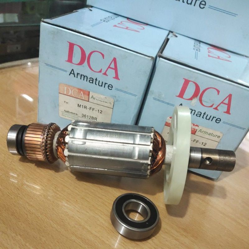 1 Paket Armature 3612 BR DCA ➕ 2 Bearings Depan & Belakang | Angker / Rotor Mesin Electric ⚡ Router 