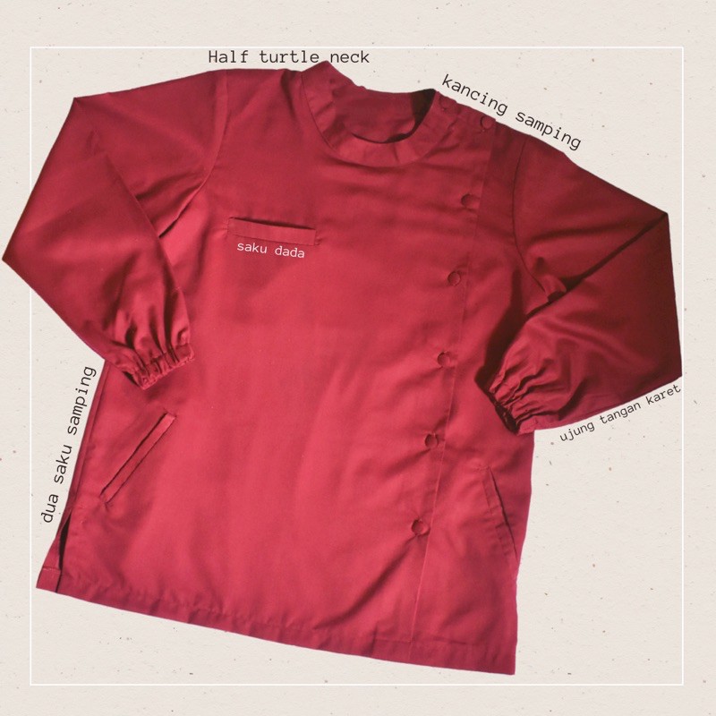 baju scrub dokter KANCING SAMPING LENGAN PANJANG  / baju OK baju perawat suster