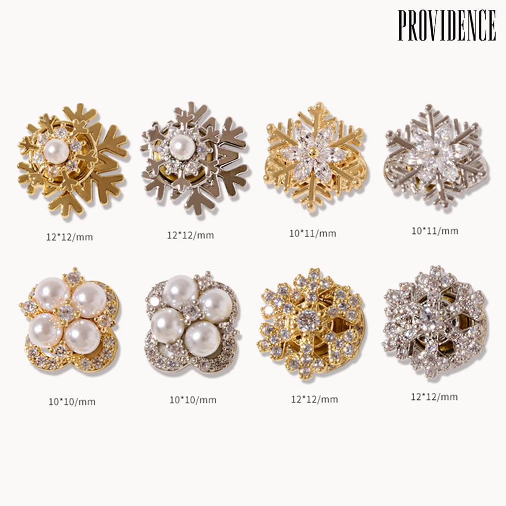 Providence Hiasan Kuku 3d Bentuk Snowflake Aksen Zircon + Mutiara Imitasi Untuk Aksesoris Nail Art