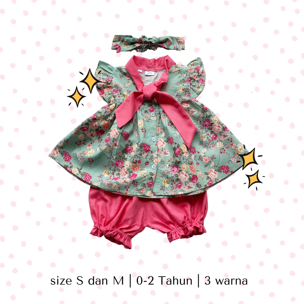 setelan katun jepang anak fashion baby newborn balita perempuan cewek 1-2 tahun 0-12 bulan ANGEL ROSE SET