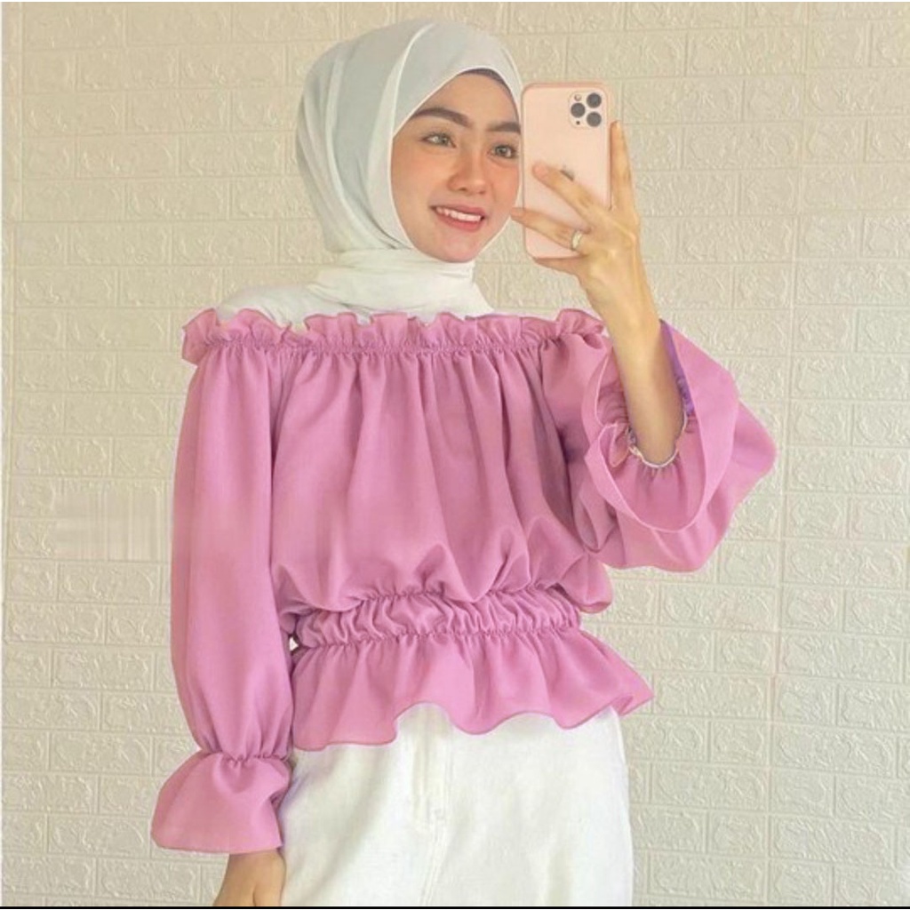 Atasan Wanita Blouse Mirabel /Atasan Baju Top Kerut  823