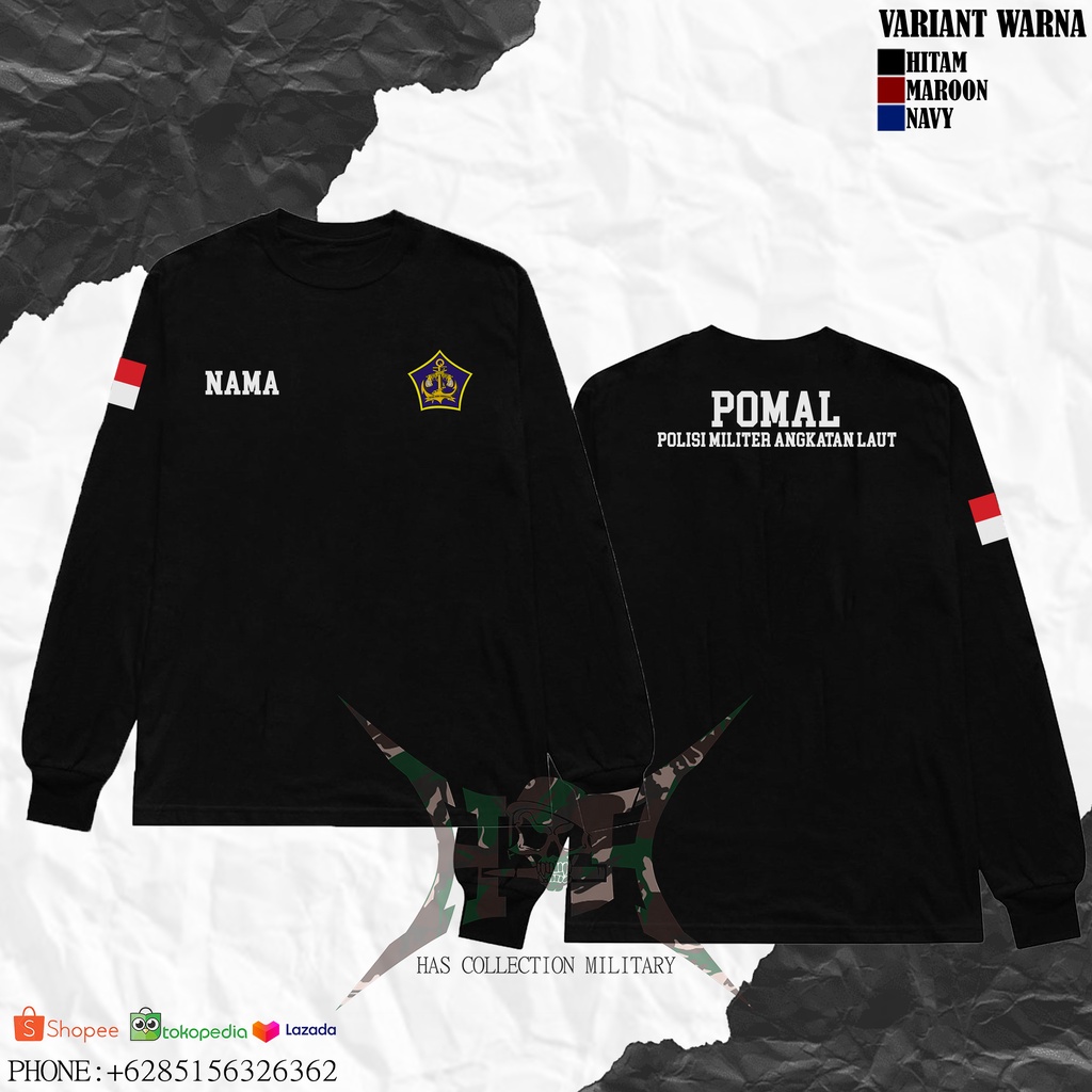 kaos pomal polisi militer angkatan laut long sleeve
