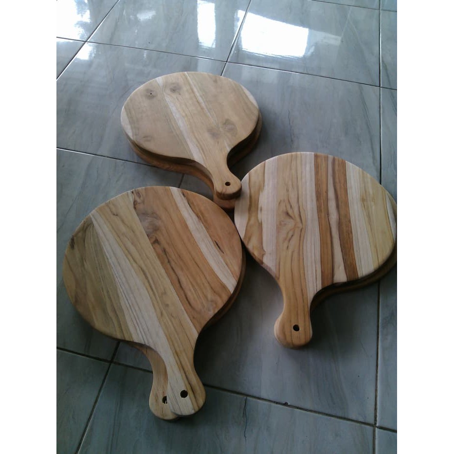 Talenan Kayu Jati Diameter 25 cm / Wooden Cutting Board / Talenan Pizza