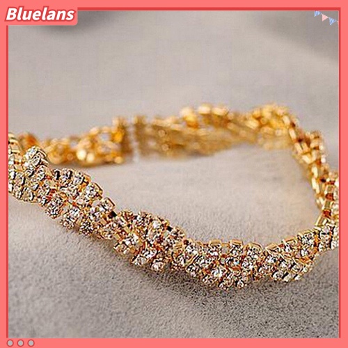 Bluelans Fashion Women Gold Silver Plated Clear Crystal Chain Bracelet Bangle Jewelry