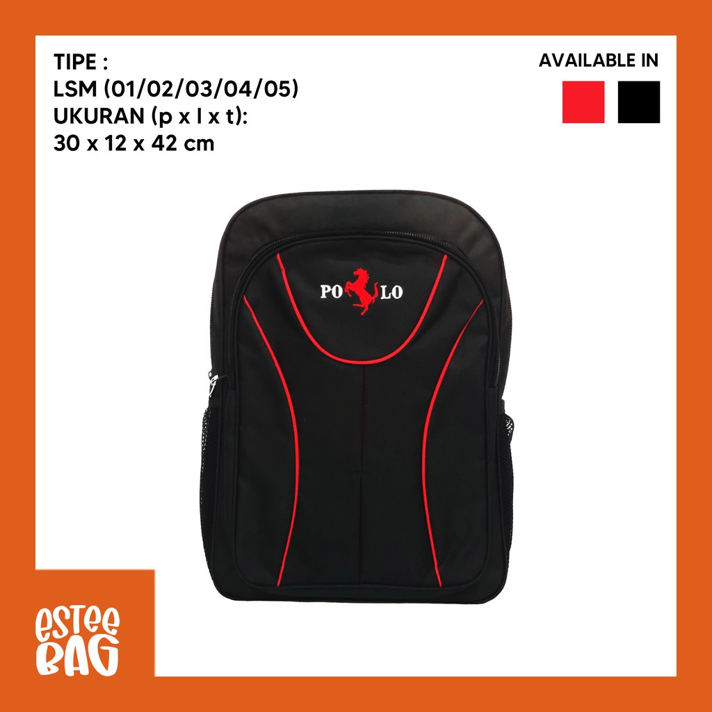 ESTEE -  LSM - Tas Ransel Laki Laki / Laptop / Hitam Murah / Cowok / Pria Sumbangan Borongan Santuna