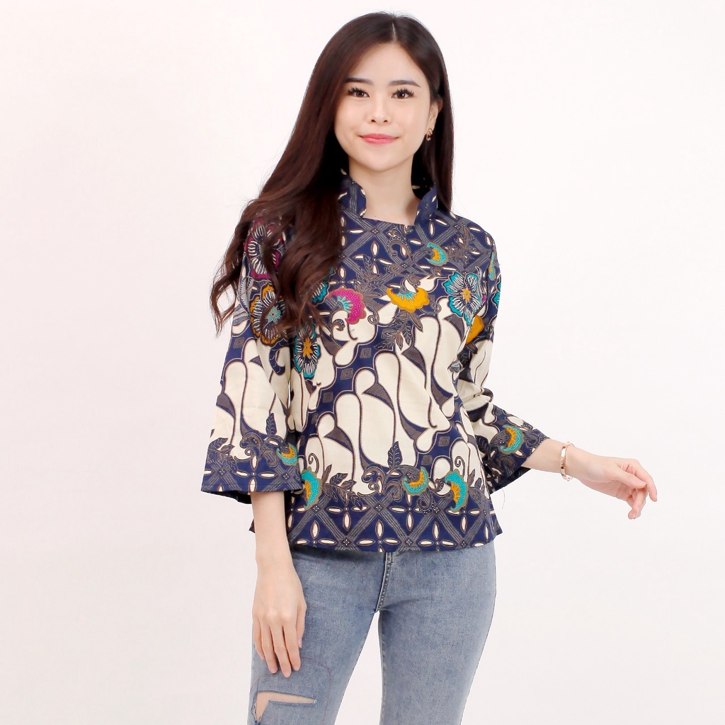 Batik Wanita - Atasan Batik 559 - 974-Navy FL