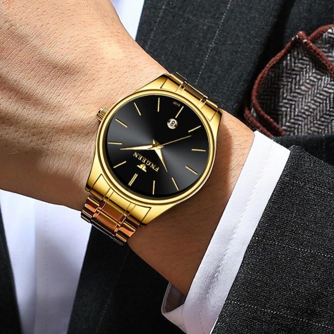 [PRODUK W7STY] JAM TANGAN PRIA RANTAI GOLD FNGEEN JAM046G1 OKUMI ORIGINAL PREMIUM EMAS ANALOG ANTI A