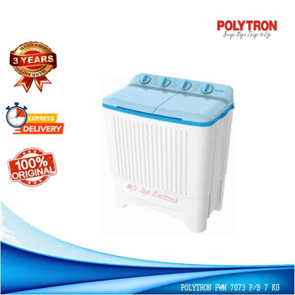 Mesin Cuci 2 Tabung POLYTRON PWM 7073 Anti Kusut Cuci Pengering 7 KG