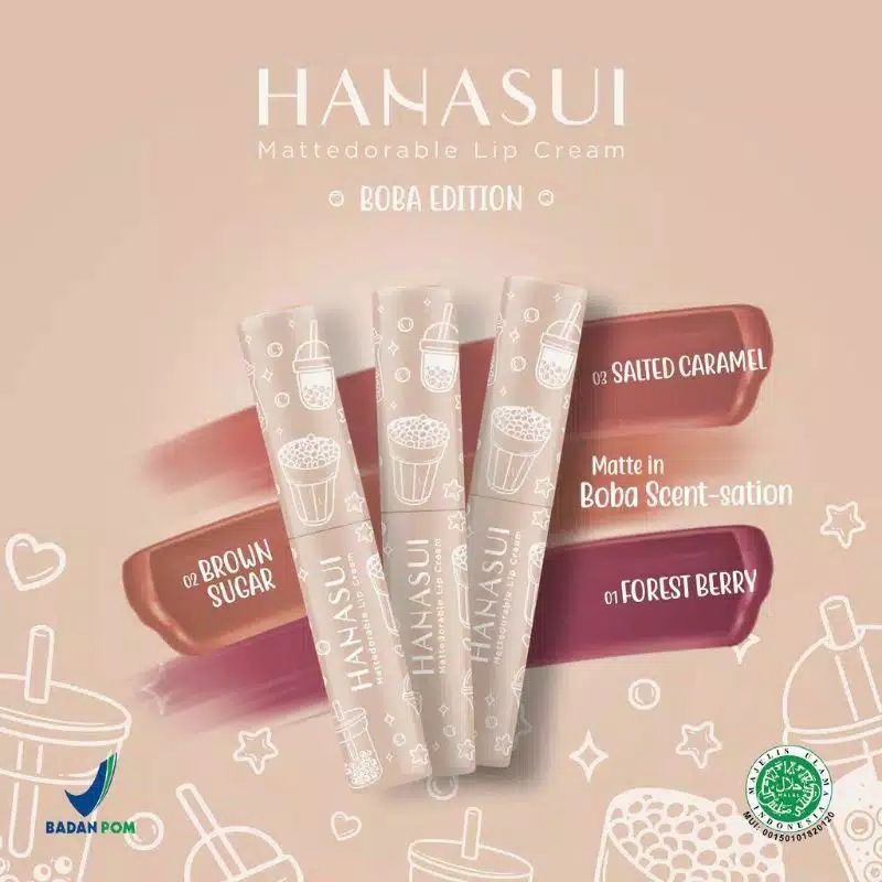 ❤Miss.Vinka❤ HANASUI Lipcream Mattedorable Boba Dual Function Blush On / Longlasting ORIGINALL