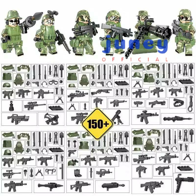 LegoSWAT Isi 6 Hijau Minifigure Soldier Polisi Tentara Military Police