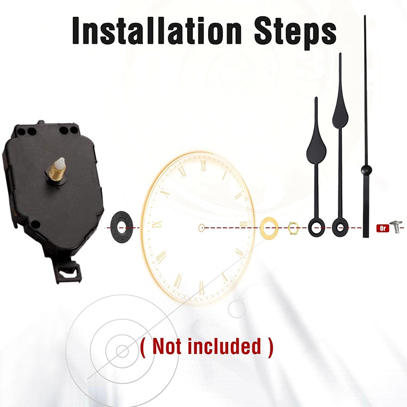 DIY Wall Clock Pendulum Movement Mechanism with 6 Pairs Hands Quartz Repair Shaft for Craft Frameless Clock Replacement