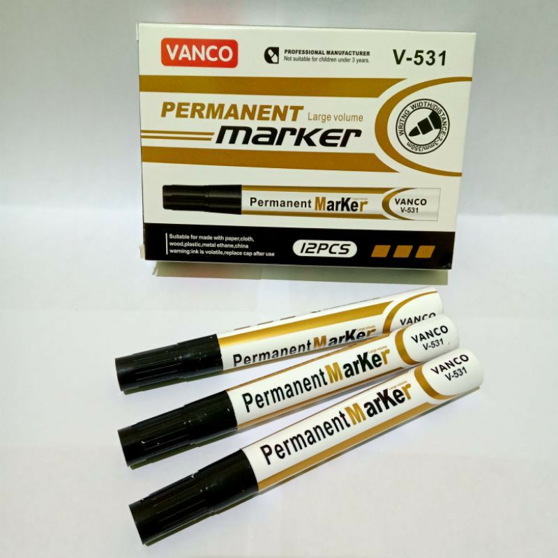 

Spidol Permanent Marker Merk Vanco warna Hitam