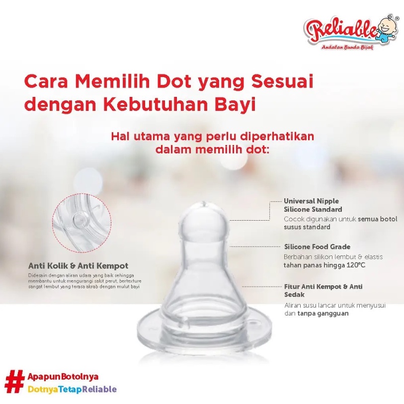 Karet Dot Nipple Silicon Botol Susu Bayi Reguler Dot Bulat Reliable