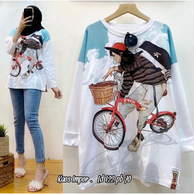 Kaos oversize vespa wanita/atasan wanita jumbo/Blouse wanita oversize Termurah