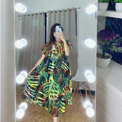 daster jumbo motif batik lengan pendek bahan rayon adem busui dan ibu hamil ld 120