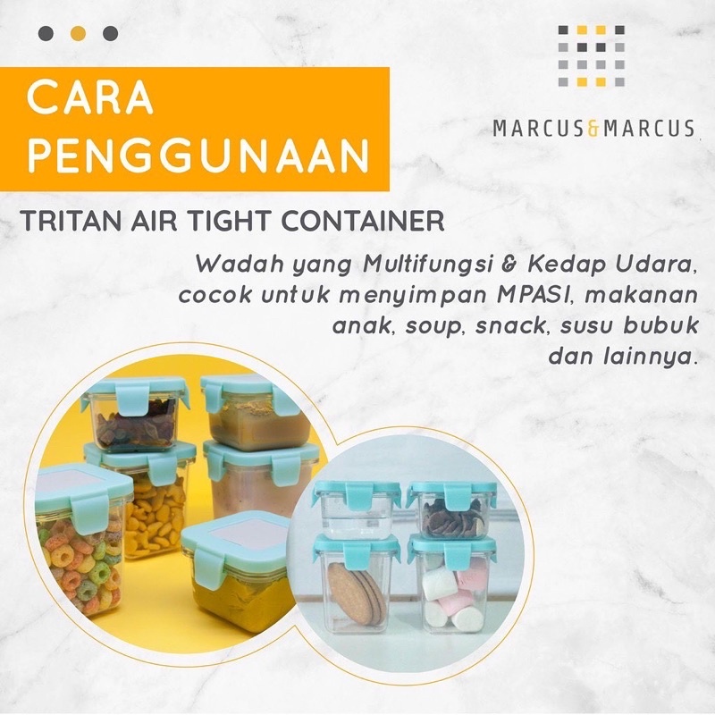 Marcus&amp;Marcus Tritan air tight container 120ml x 2 + 240ml x 2