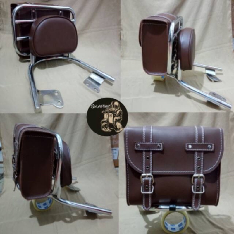 Back rack scoopy/sandaran scoopy bantalan plus tas scoopy model klasik retro