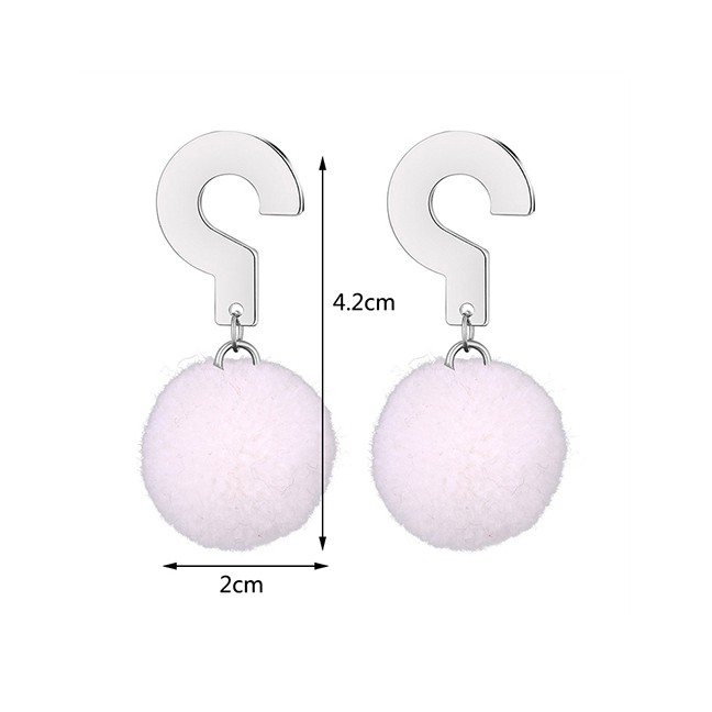 LRC Anting Gantung Fashion  Fuzzy Ball Decorated Earrings