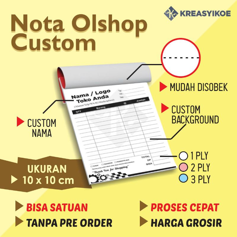 

Nota Olshop Satuan 3 Ply 10x10 cm