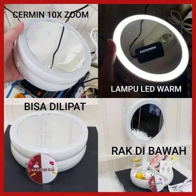 Clara Mirror / Cermin Unik Lampu LED &amp; Zoom / Kaca Lipat Portable