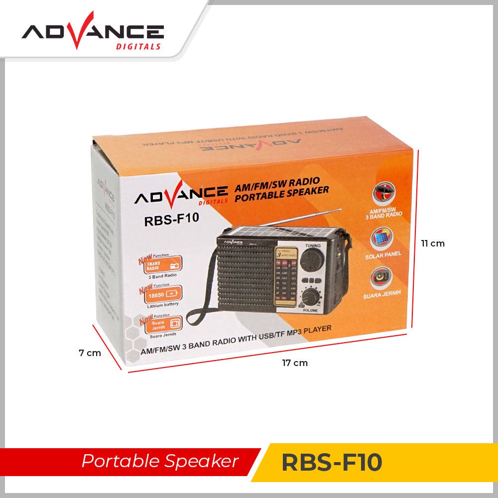 【READY STOCK】 Advance RBS-F10 Speaker Radio Lampu Senter LED RADIO FM support 3 BAND ,FM, AM, SW