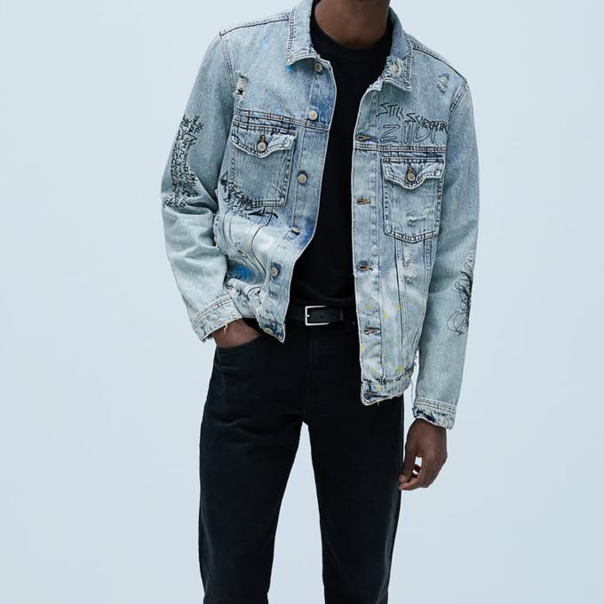 zara graffiti denim jacket