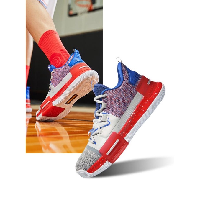 Sepatu Basket Peak Basketball Shoes Underground Light Grey Red Blue Gemaputra33