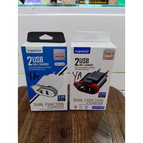 TRAVEL CHARGER VANVO 2 USB 2.4A CPV2-630