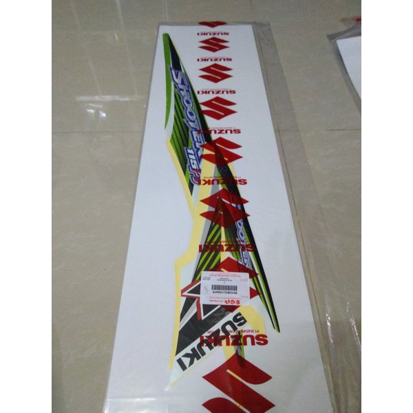 STIKER BODI STRIPING SHOOTER FI PUTIH HIJAU ORIGINAL SUZUKI B22J10NAFR