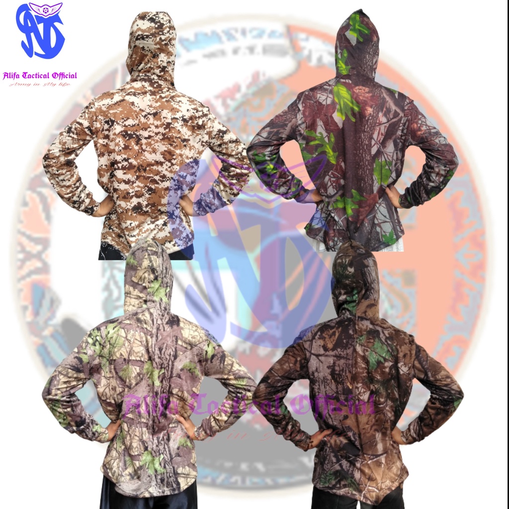 Kaos Camo Hoodie Army Lengan Panjang pria