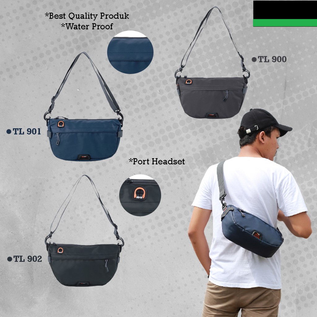 Tas Selempang Pria Anti Air Waterproof Sling Bag Travel Kecil Premium Tas Bahu Cowok