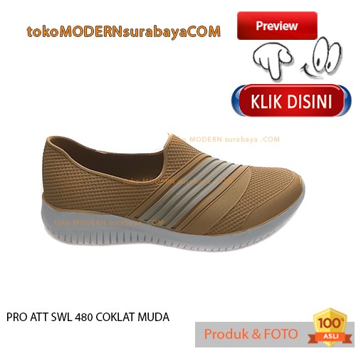 PRO ATT SWL 480 COKLAT MUDA Sepatu Wanita Sepatu Slip On Karet