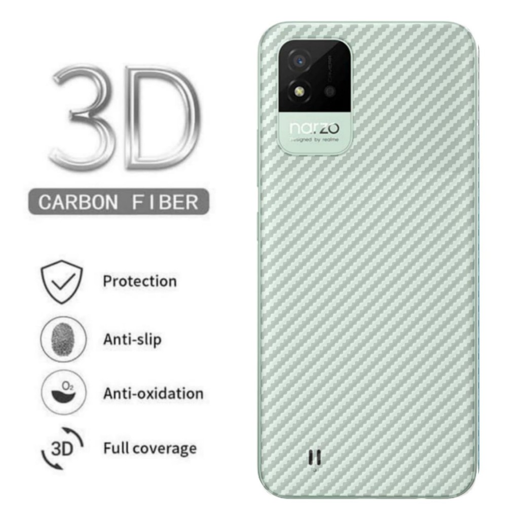 Skin Carbon Realme Narzo 50i Back Skin Anti Gores Belakang Anti Jamur Garskin Handphone