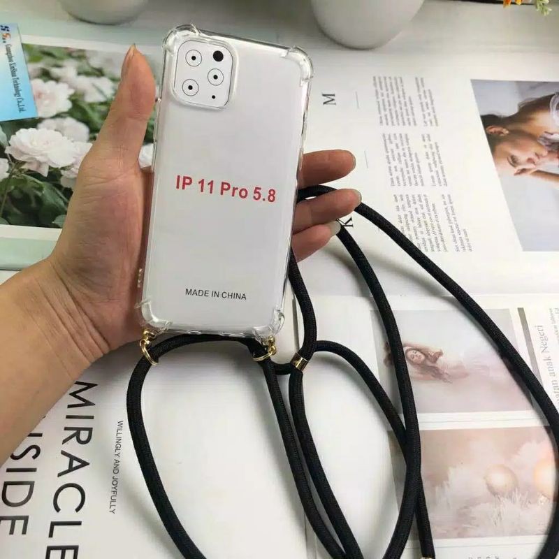 Casing handphone Selempang artis Nagita Soft iPhone 6S 7 8 Plus X XR Pro Max Tali Lanyard rante