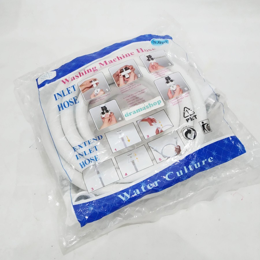 Selang Inlet Mesin Cuci 1 tbg otomatis 5m, Inlet Hose
