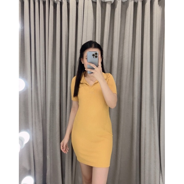 Dress Knit bodycon polo 261 | Dress slim korea | Dress wanita