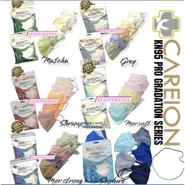 READY MASKER EMBOS KN95 KN CAREION PRO WARNA WARNI PELANGI 5 PLY ISI 10 CARE ION MASK FACE MASK