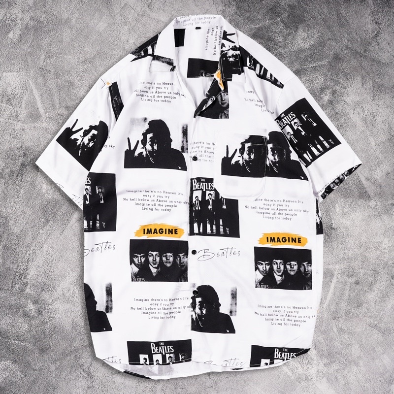 [N00342] Kemeja Distro Full Print Motif THE BEATLES