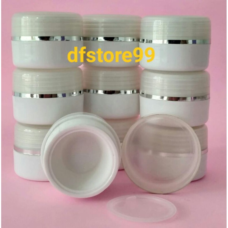 25Pcs POT CREAM 12,5gr WARNA PUTIH TUTUP TRANSPARAN