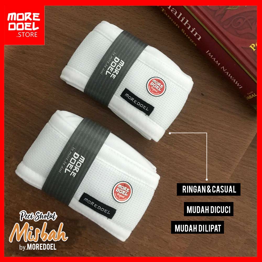 MOREDOEL - Kopiah Peci Putih Peci Dewasa Misbah Nyaman dan Casual
