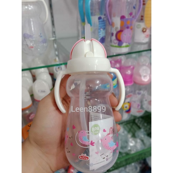 Bunny Training Cup White Straw/Botol Minum Dengan Sedotan