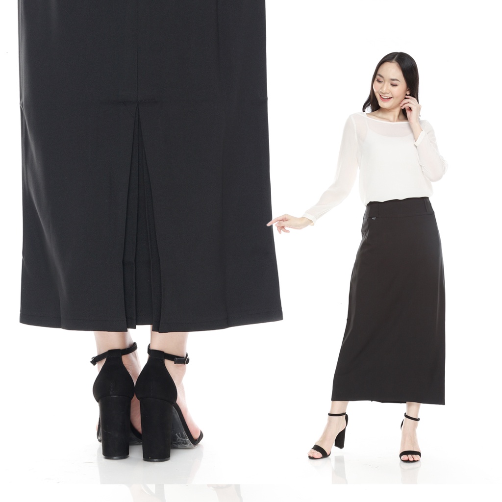 HIFIE - Rok Kerja Model Stop Floy  Bahan Jas Tebal dan Melar Rok Basic Rok Kerja Rok Kantor Rok standar ROk hitam wanita Rok belakang wiru rok belakang stop floy Rok Belakang Lipat Kipas ROk A Line