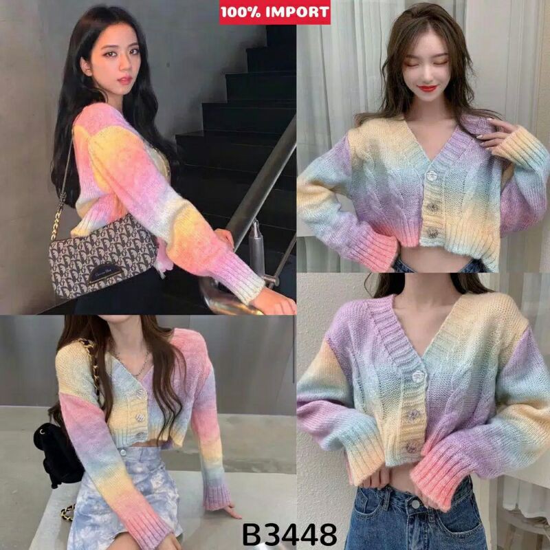 Blackpink Jisoo Rainbow Knit Cardigan