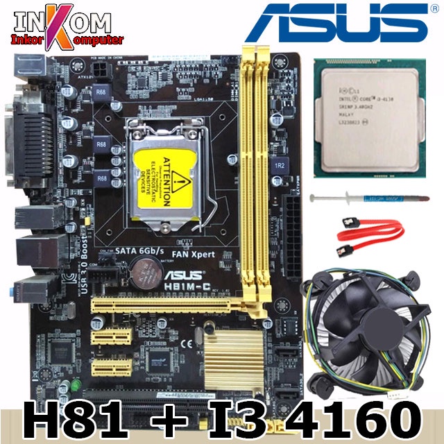 Mainboard Mobo LGA 1150 H81 ASUS dan Processor i3 4160 FREE FAN