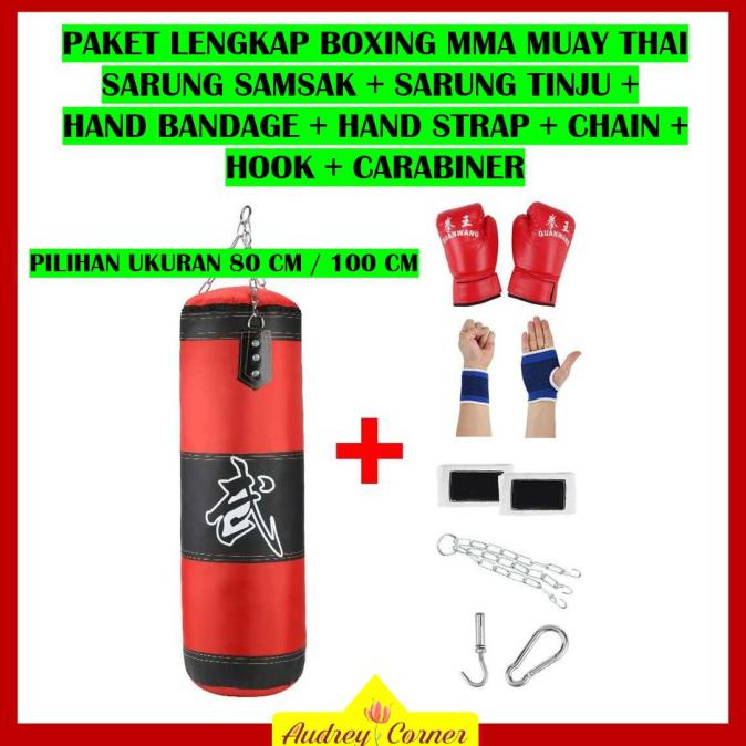 Paket Lengkap Sarung Samsak Tinju Mma Boxing Punching Sandbag 8 In 1 - Size Sak 80Cm