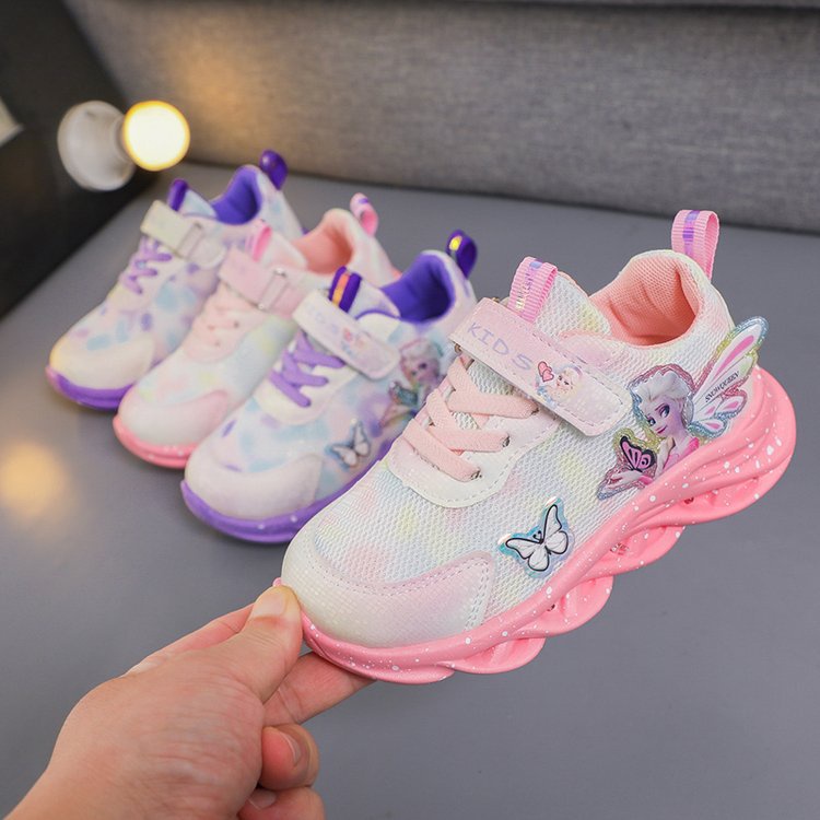 Sepatu Sneakers LED Anak Perempuan Import / Karakter ELSA 2022 / Sepatu Sneakers Anak Frozen